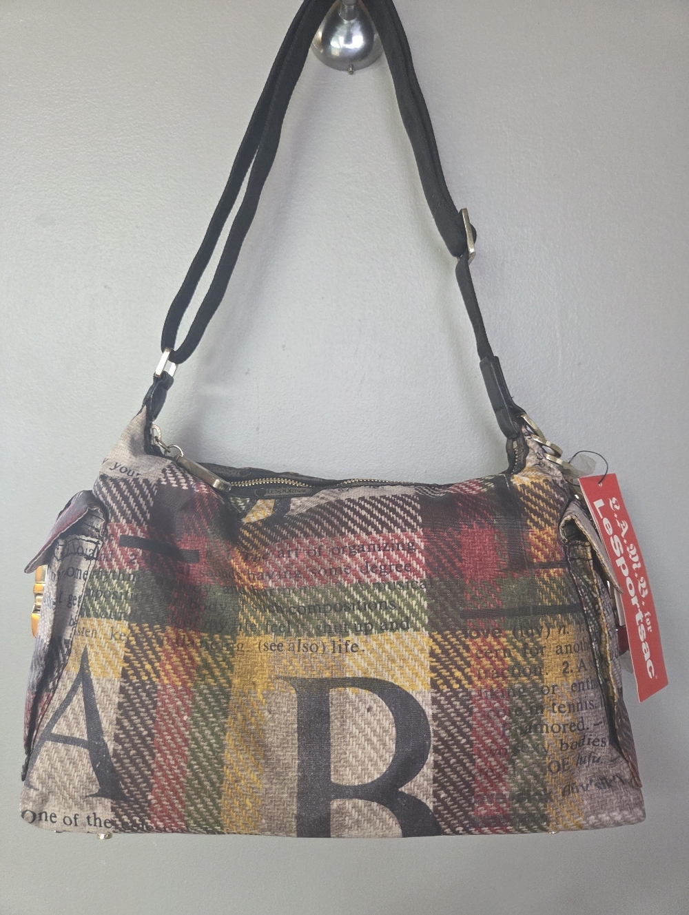 NWT L.A.M.B. Gwen Stefani For Lesportsac Plaid Large Backstage Shoulder Bag
